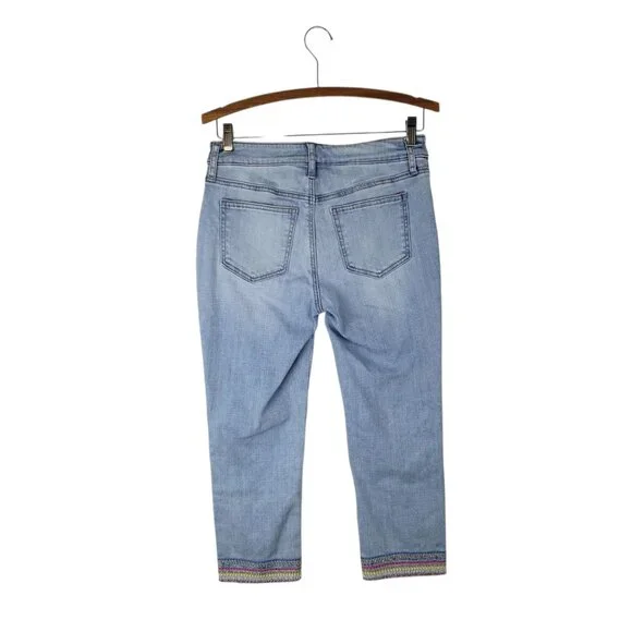 Chicos NWT So Slimming Girlfriend Crop Jeans 00 XS Beaded Hem Slim Leg - Picture 2 of 9